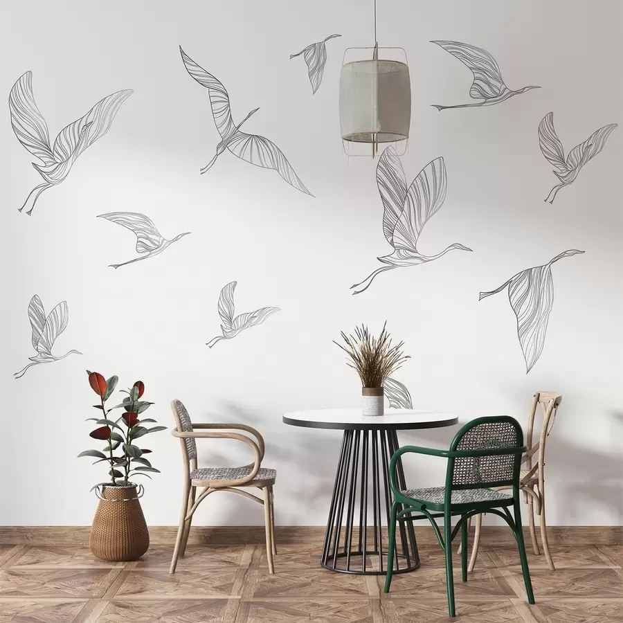 murais de parede Pássaros elegantes voando pelo céu w00758