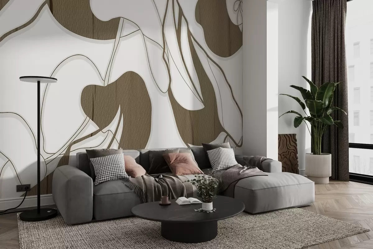 murais de parede Padrões florais abstratos elegantes em tons w00833