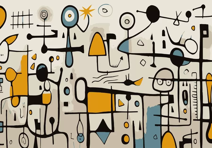 murais de parede Arte abstrata com formas geométricas no estilo Art Nouveau w02029