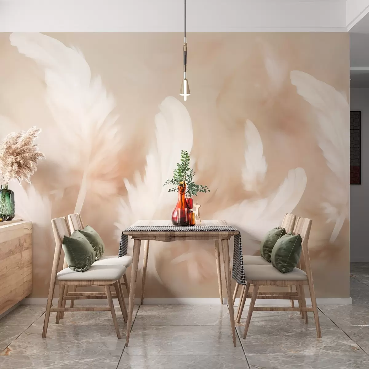 murais de parede Penas arejadas em tons suaves de bege w02032