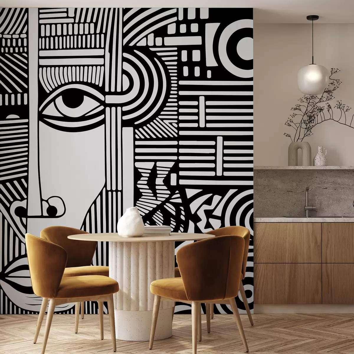 murais de parede Retrato abstrato de um rosto humano u98711