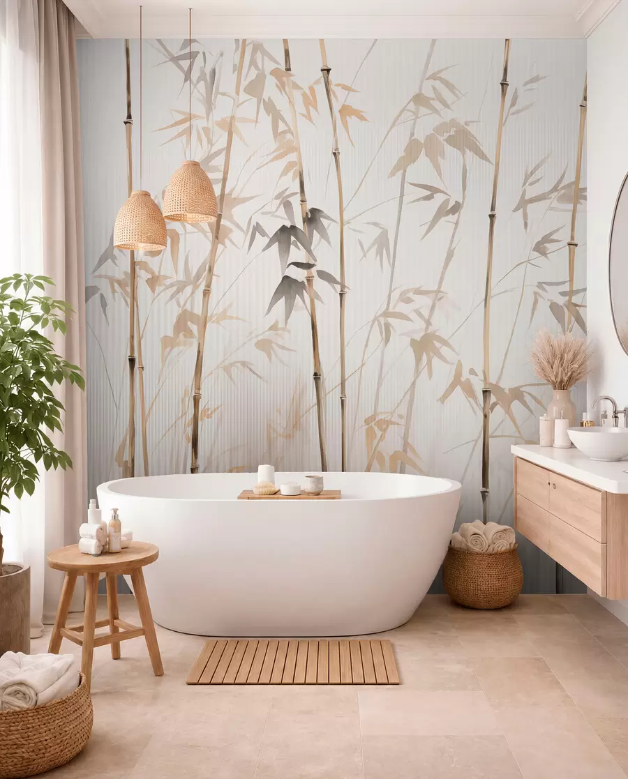 murais de parede Bambu em aquarela w08390