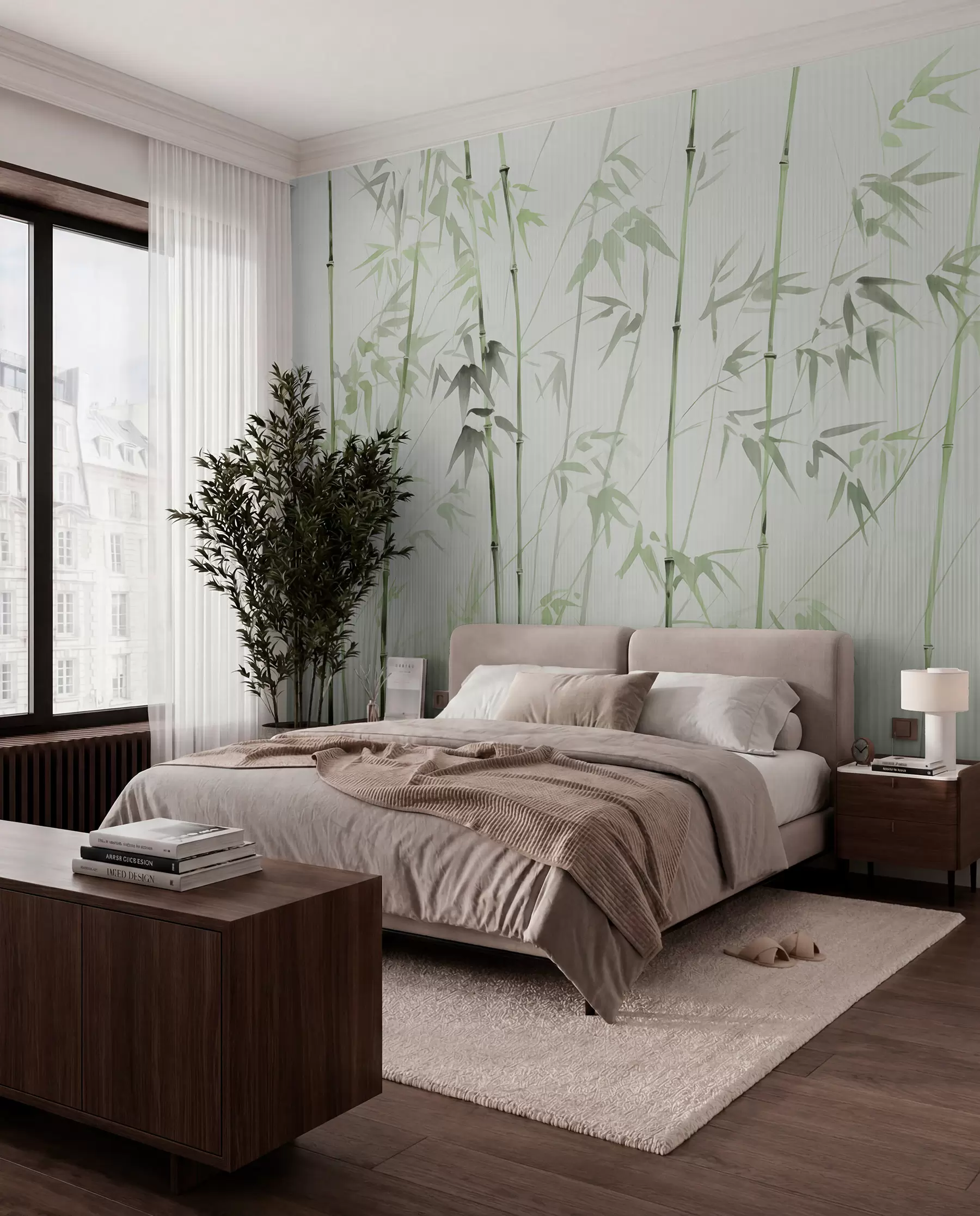 murais de parede Bambu em aquarela w08390v2