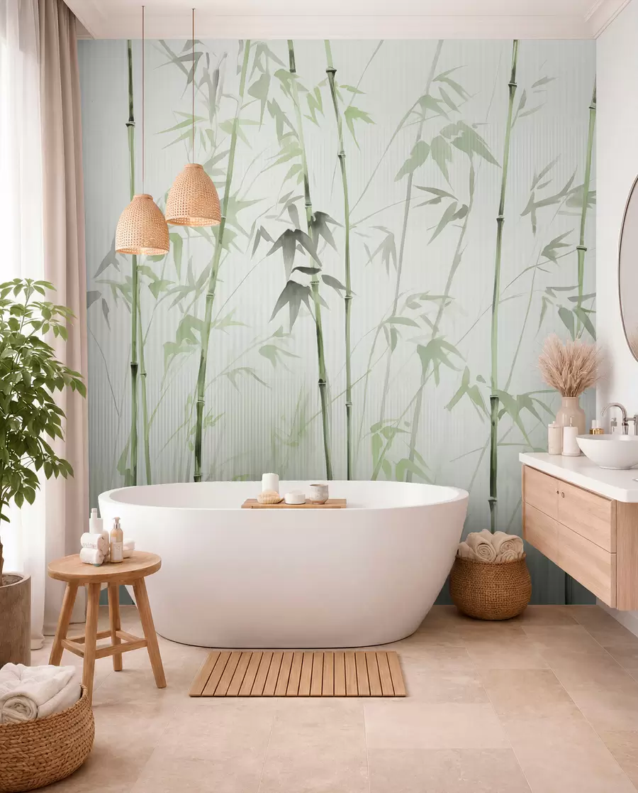 murais de parede Bambu em aquarela w08390v2
