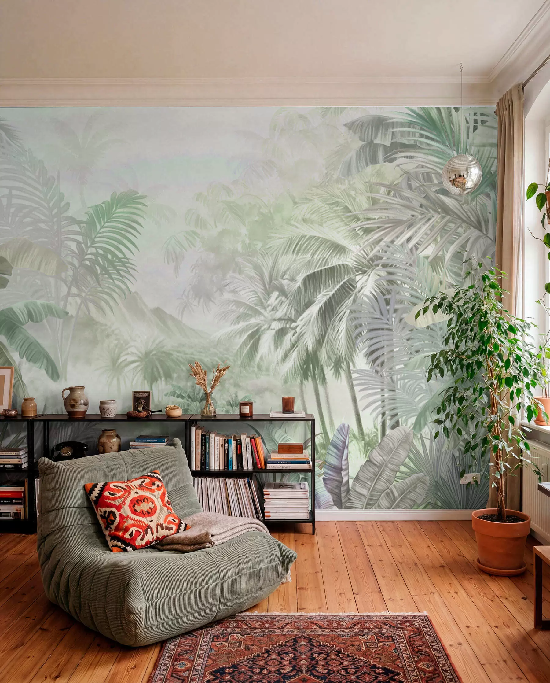 murais de parede Floresta tropical em tons verdes suaves w01931v1