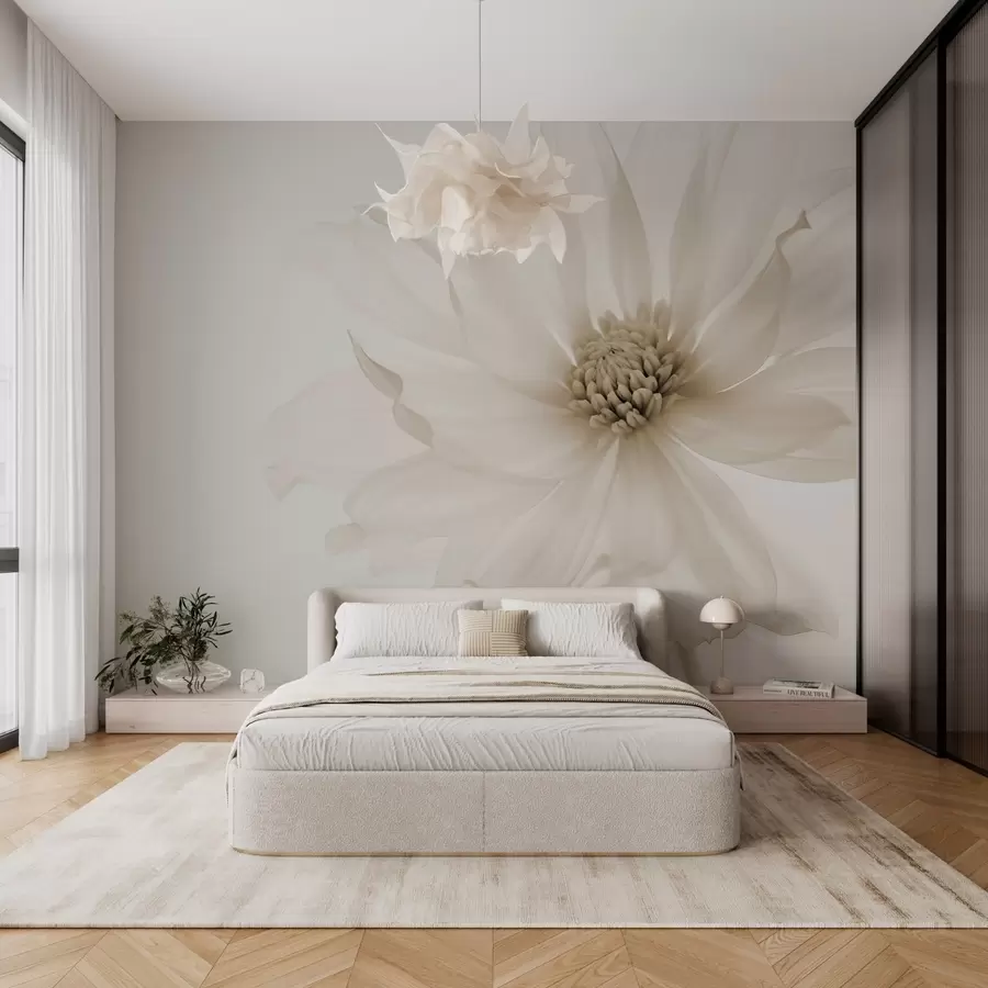 murais de parede Delicada flor bege em um fundo claro w02077v1