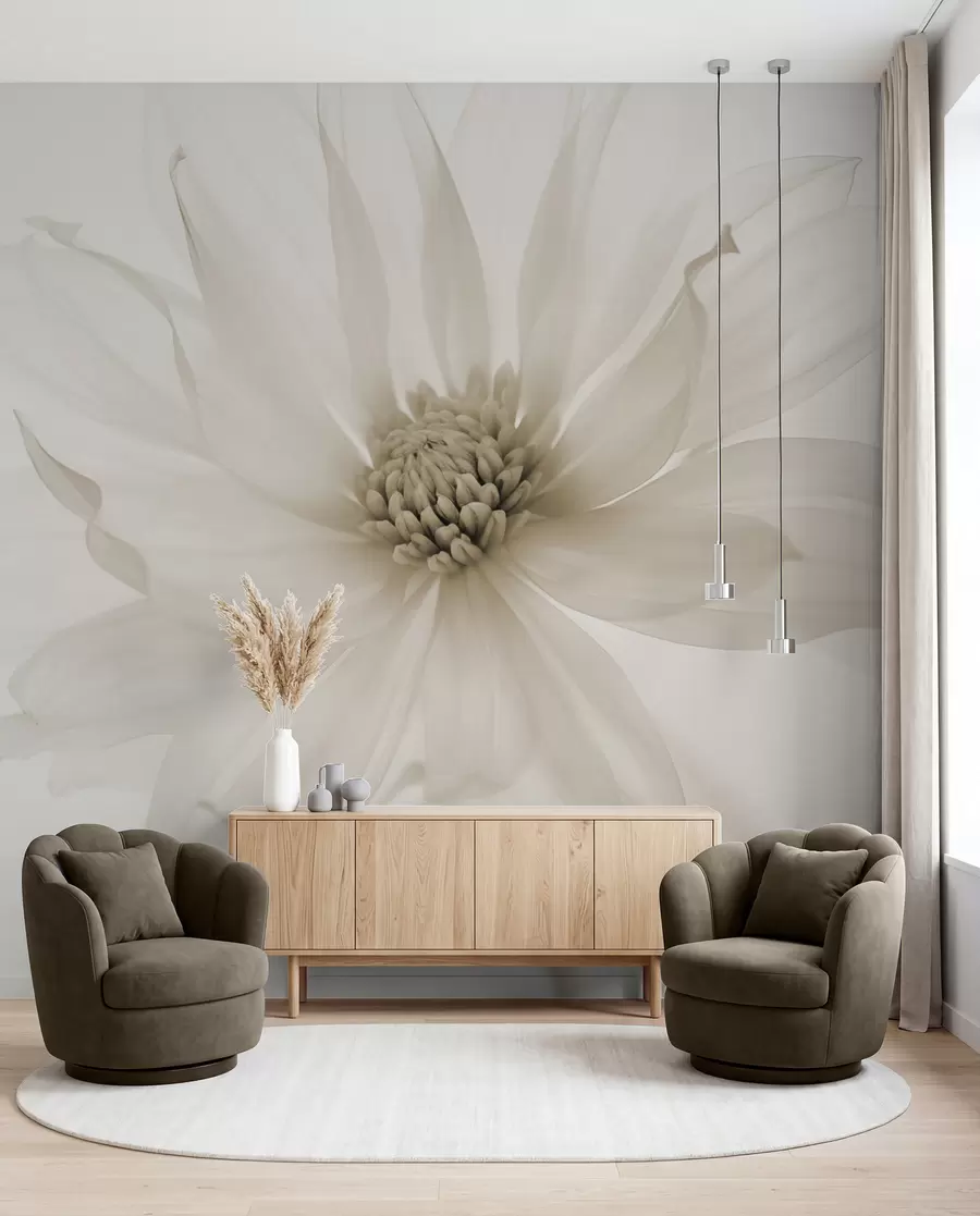 murais de parede Delicada flor bege em um fundo claro w02077v1