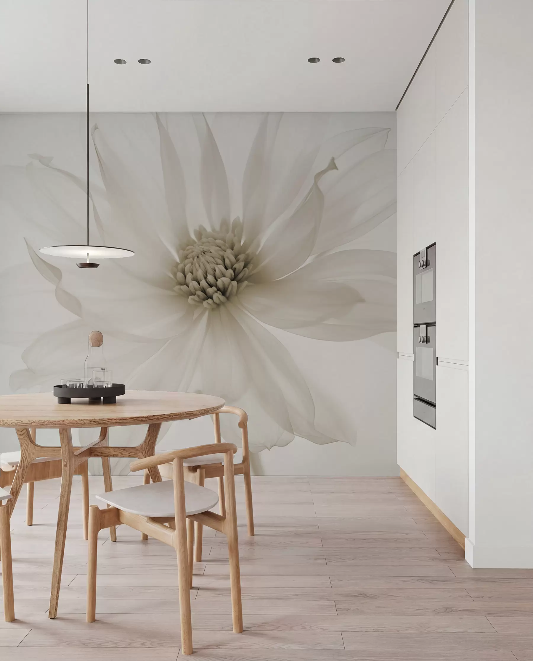 murais de parede Delicada flor bege em um fundo claro w02077v1