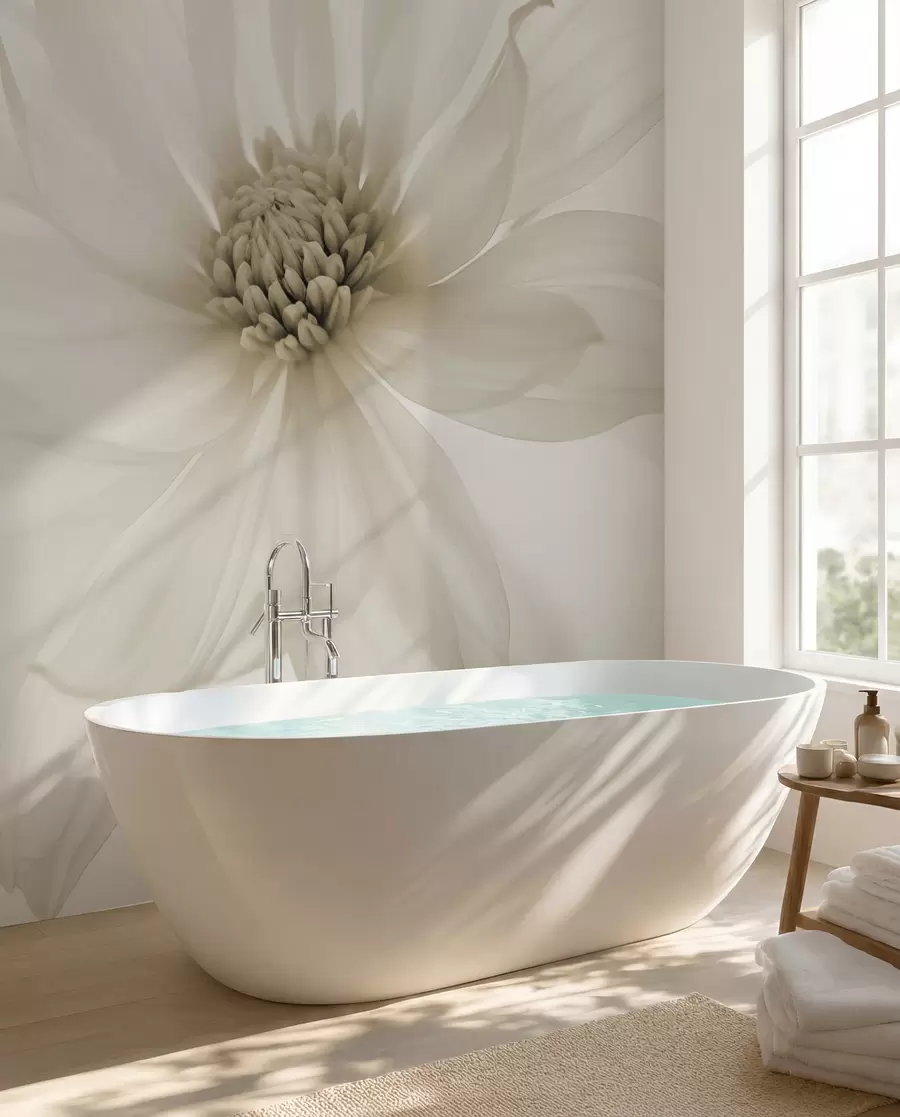 murais de parede Delicada flor bege em um fundo claro w02077v1