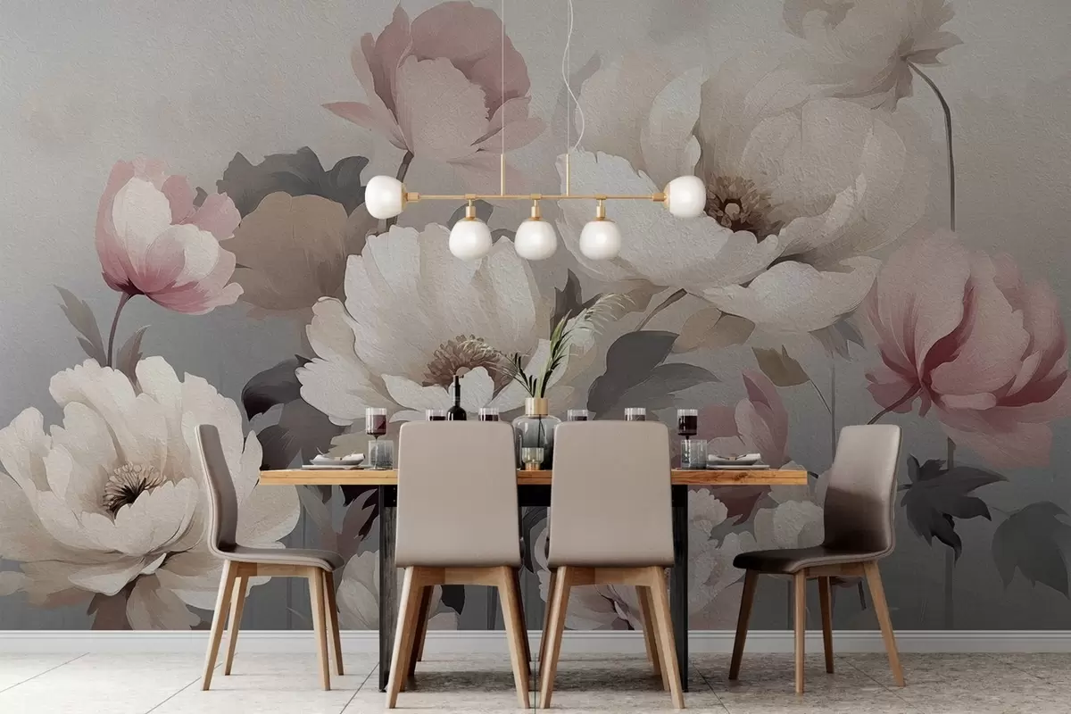 murais de parede Flores pintadas a óleo na parede w02111