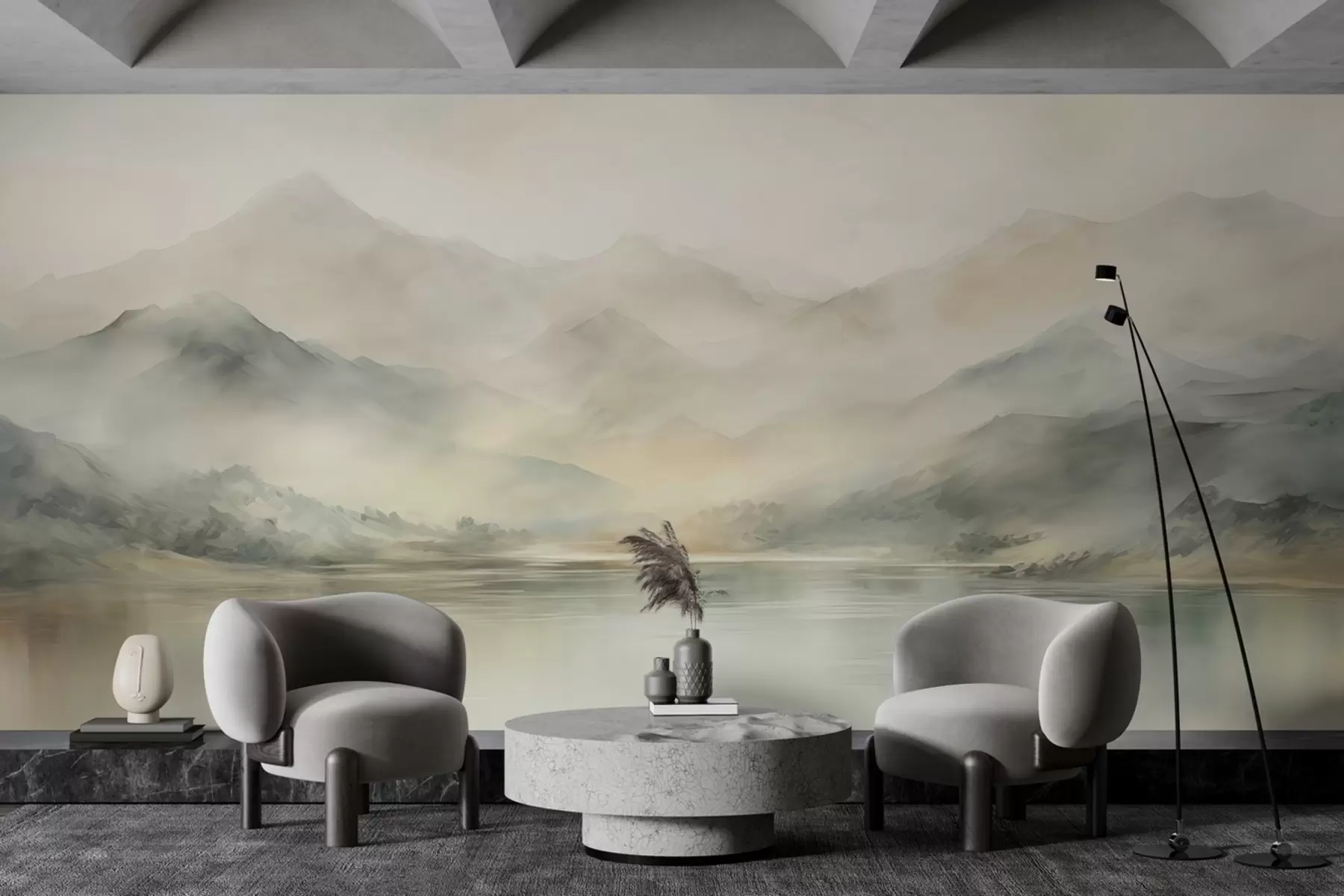murais de parede Paisagem de montanha em aquarela pintada w02115