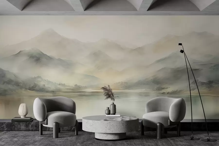 murais de parede Paisagem de montanha em aquarela pintada w02115