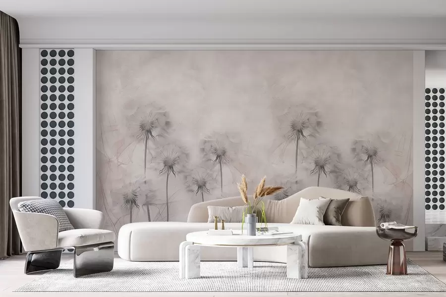 murais de parede Dandelions em um fundo bege claro w01895