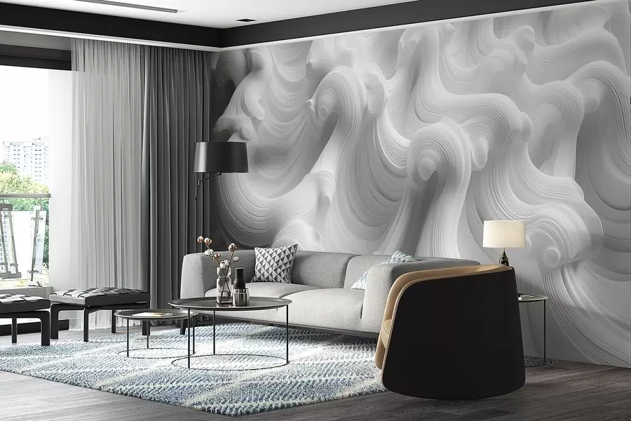 murais de parede Ondas brancas em relevo w02235