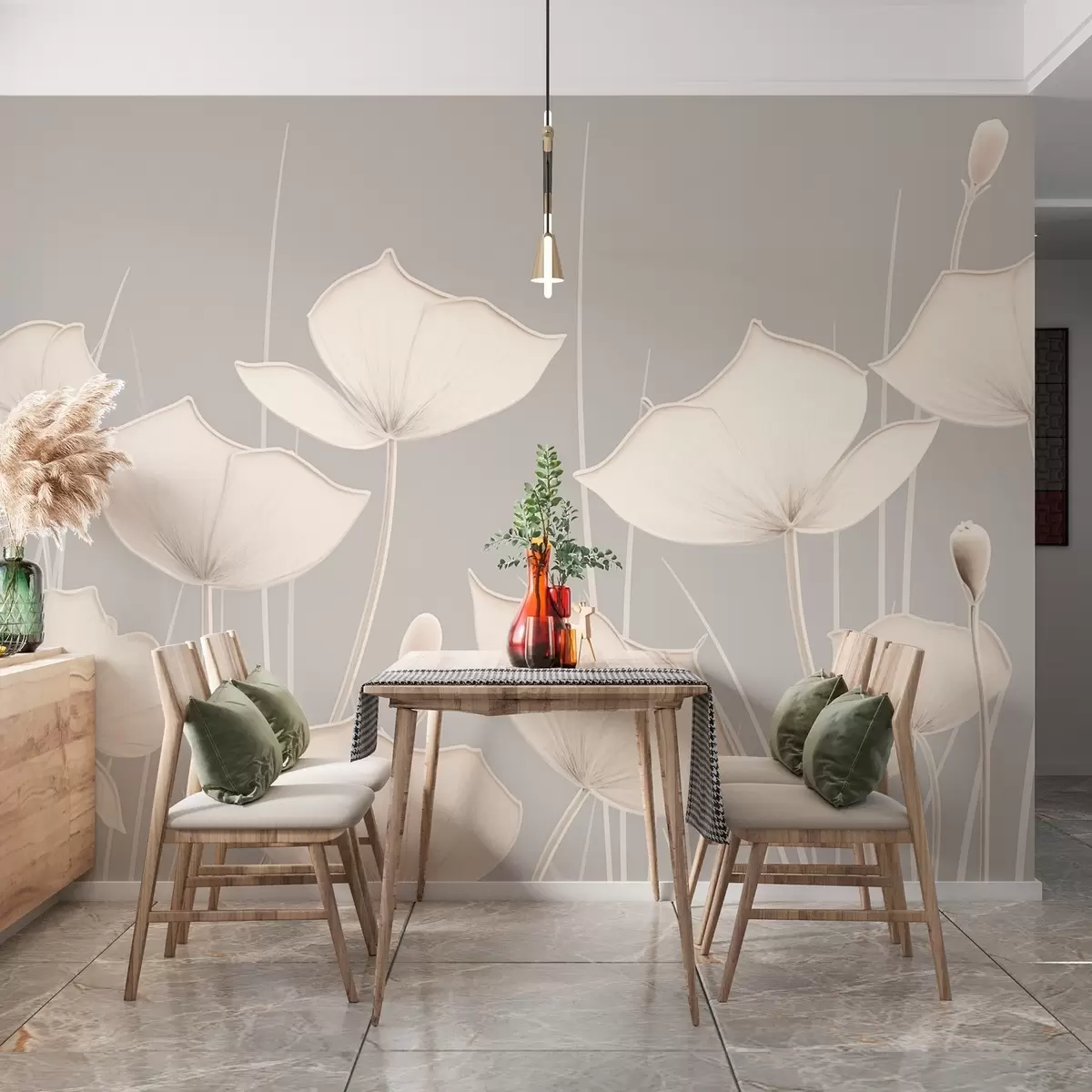 murais de parede Imagem minimalista de flores com hastes finas w02259