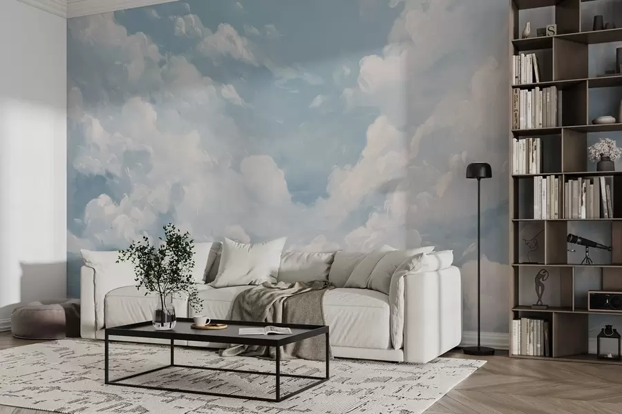 murais de parede Céu azul com pinceladas de óleo simuladas w02313