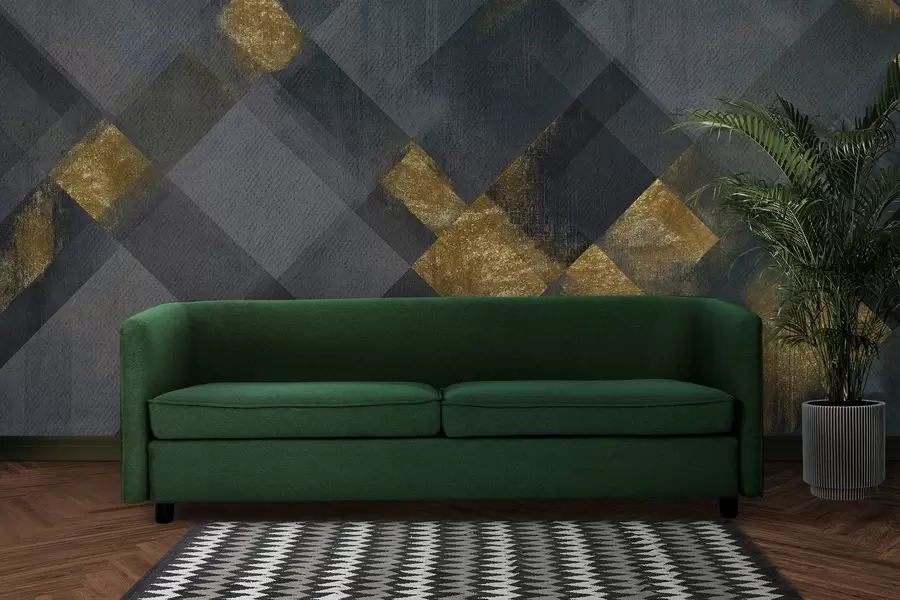 murais de parede geometria moderna em um estilo luxuoso com uma tonalidade azul w02340