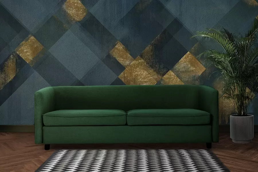 murais de parede geometria moderna em um estilo luxuoso com um tom de esmeralda w02340v1