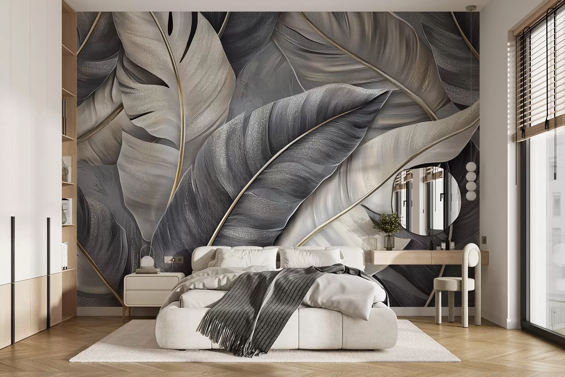 murais de parede papel de parede luxuoso com grandes folhas tropicais w02342