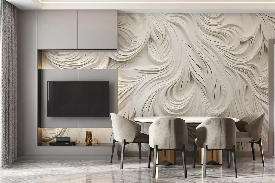 murais de parede Padrão volumétrico na parede em cores brilhantes w02010