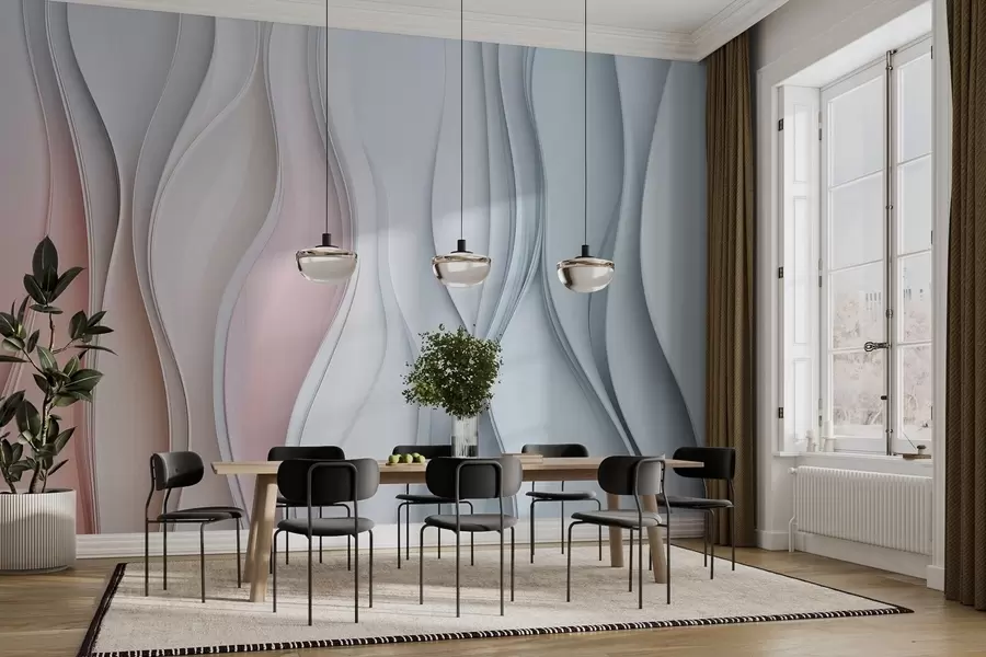 murais de parede Ondas de cores volumétricas na parede w02013