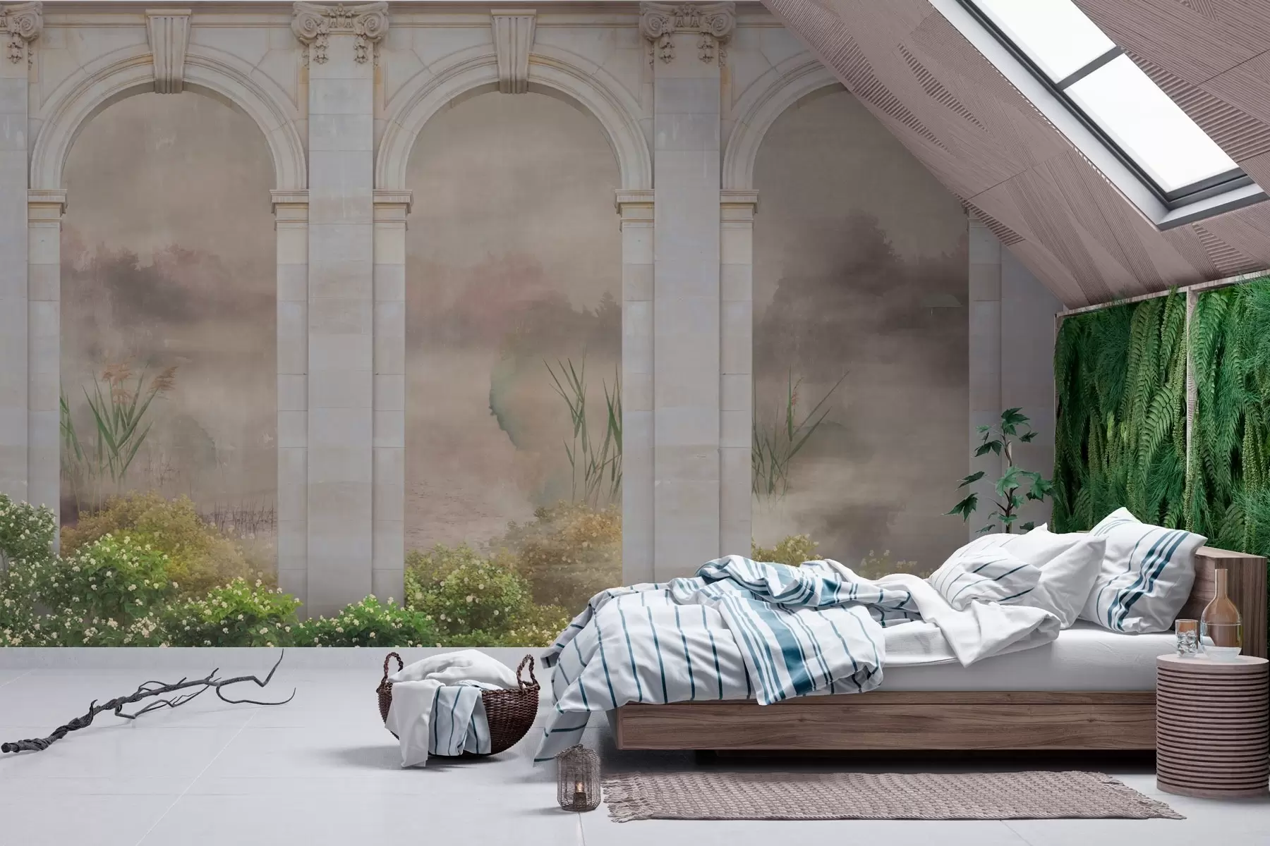 murais de parede Arcos com arbustos verdes w02371