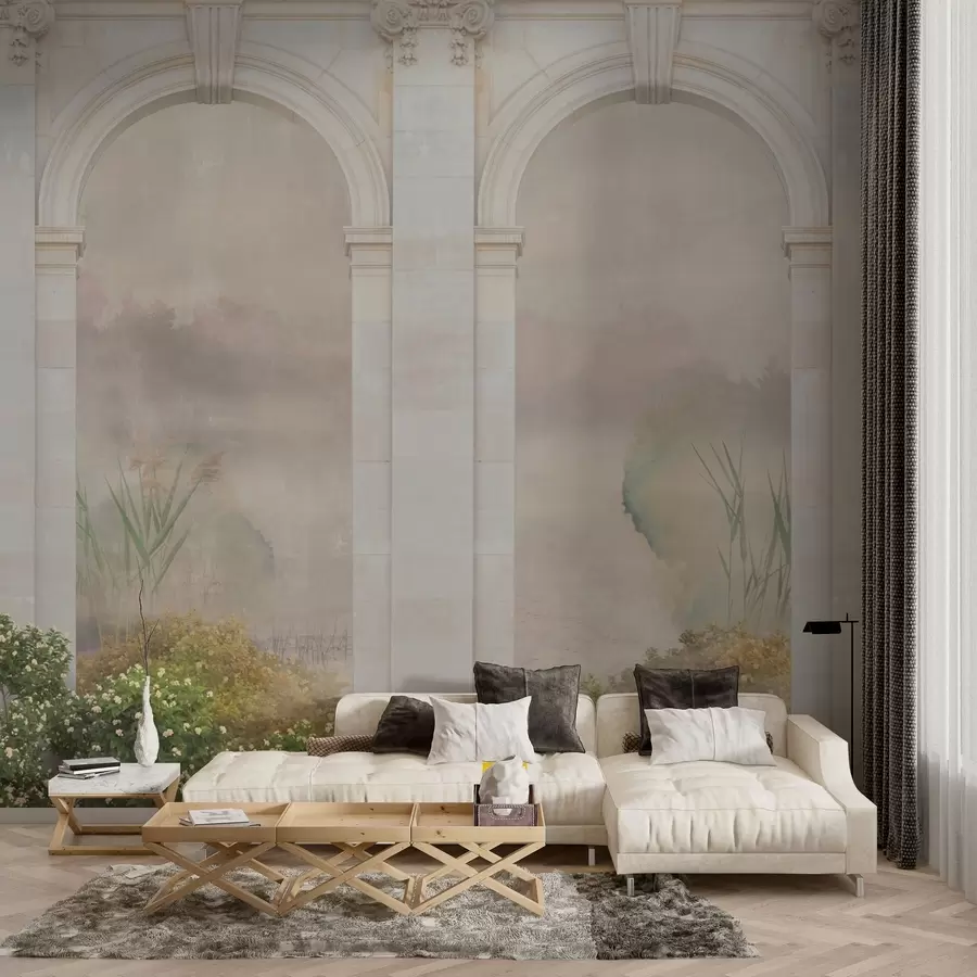 murais de parede Arcos leves com arbustos e flores w02371v1