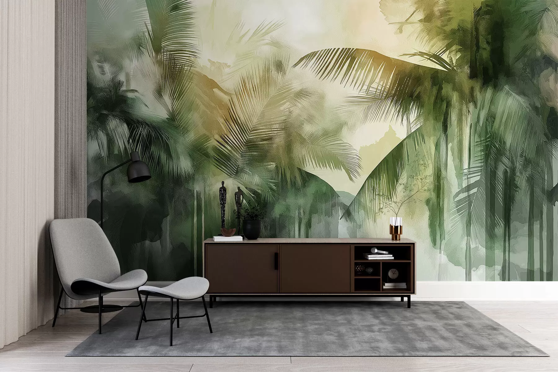 murais de parede Folhas de palmeira abstratas w08453