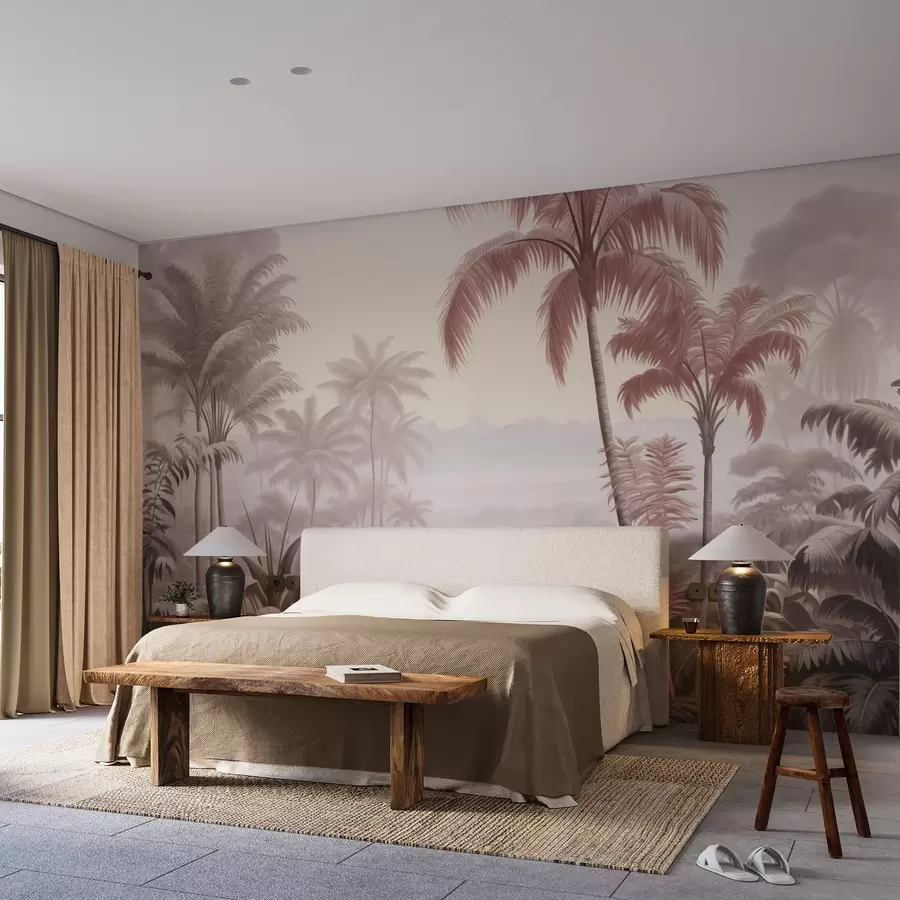 murais de parede Paisagem tropical em estilo vintage w02439