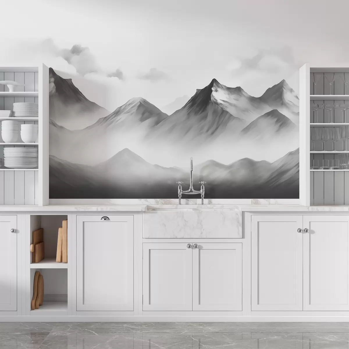 murais de parede Neblina da montanha w02309