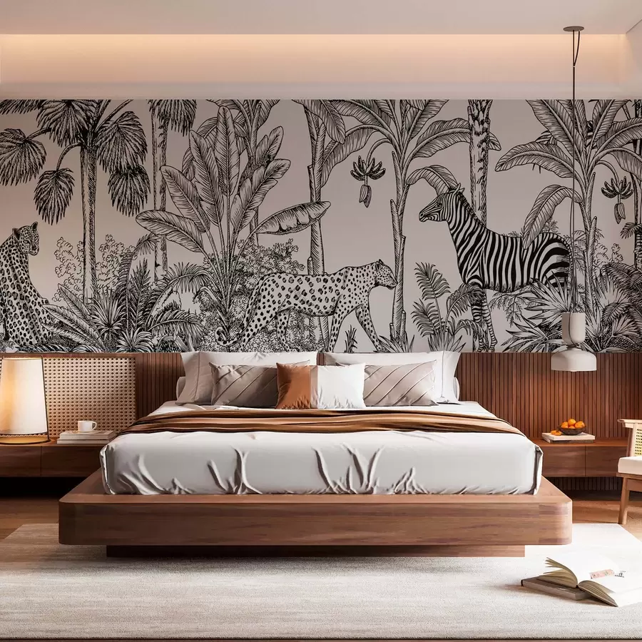 murais de parede Savana com leopardos e zebras w02419