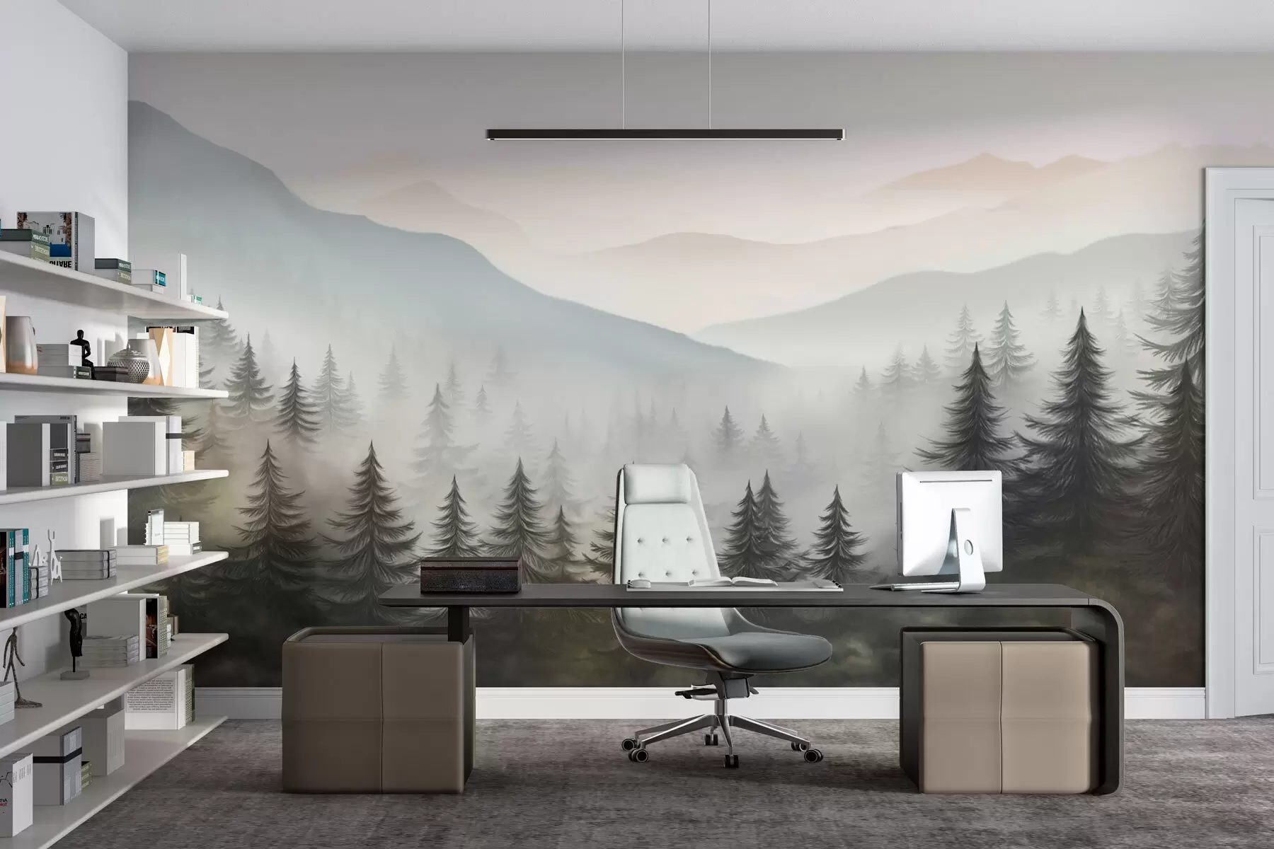 murais de parede Floresta enevoada e tons delicados w02450v1