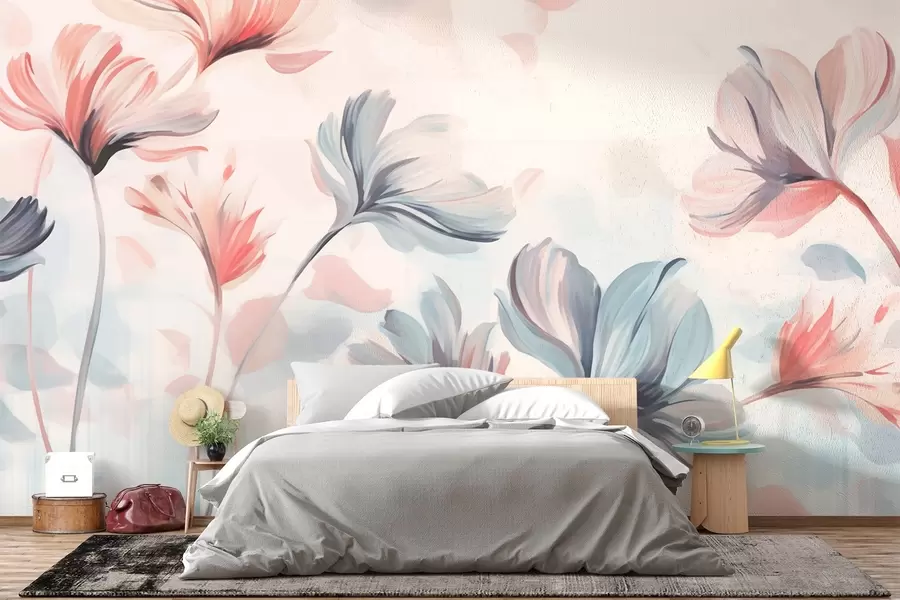 murais de parede Flores silvestres em tons pastéis w02457