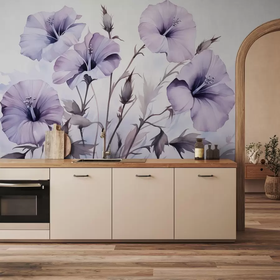 murais de parede Imitação de aquarela de flores de petúnia w02466