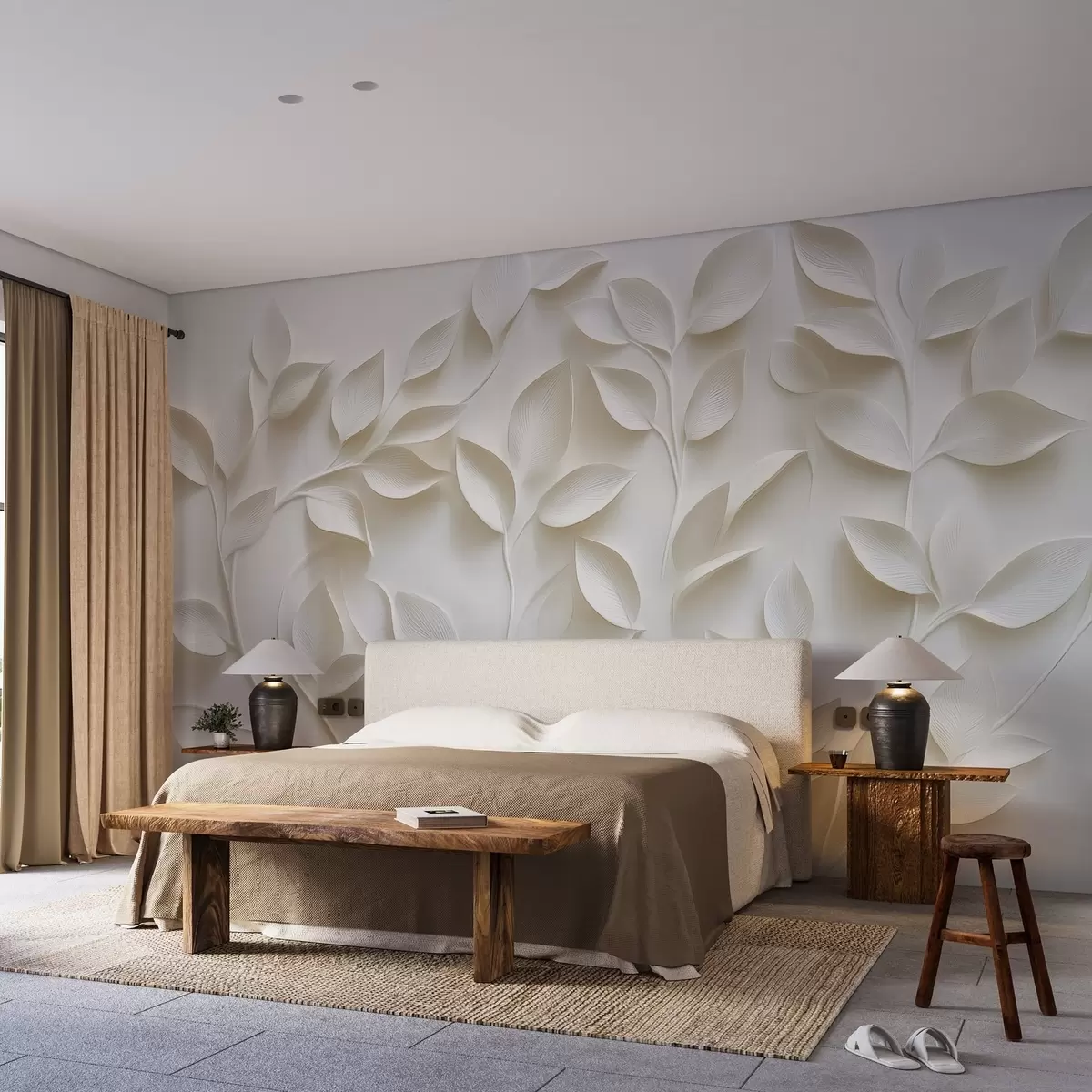 murais de parede Ramos volumosos com folhas w02504