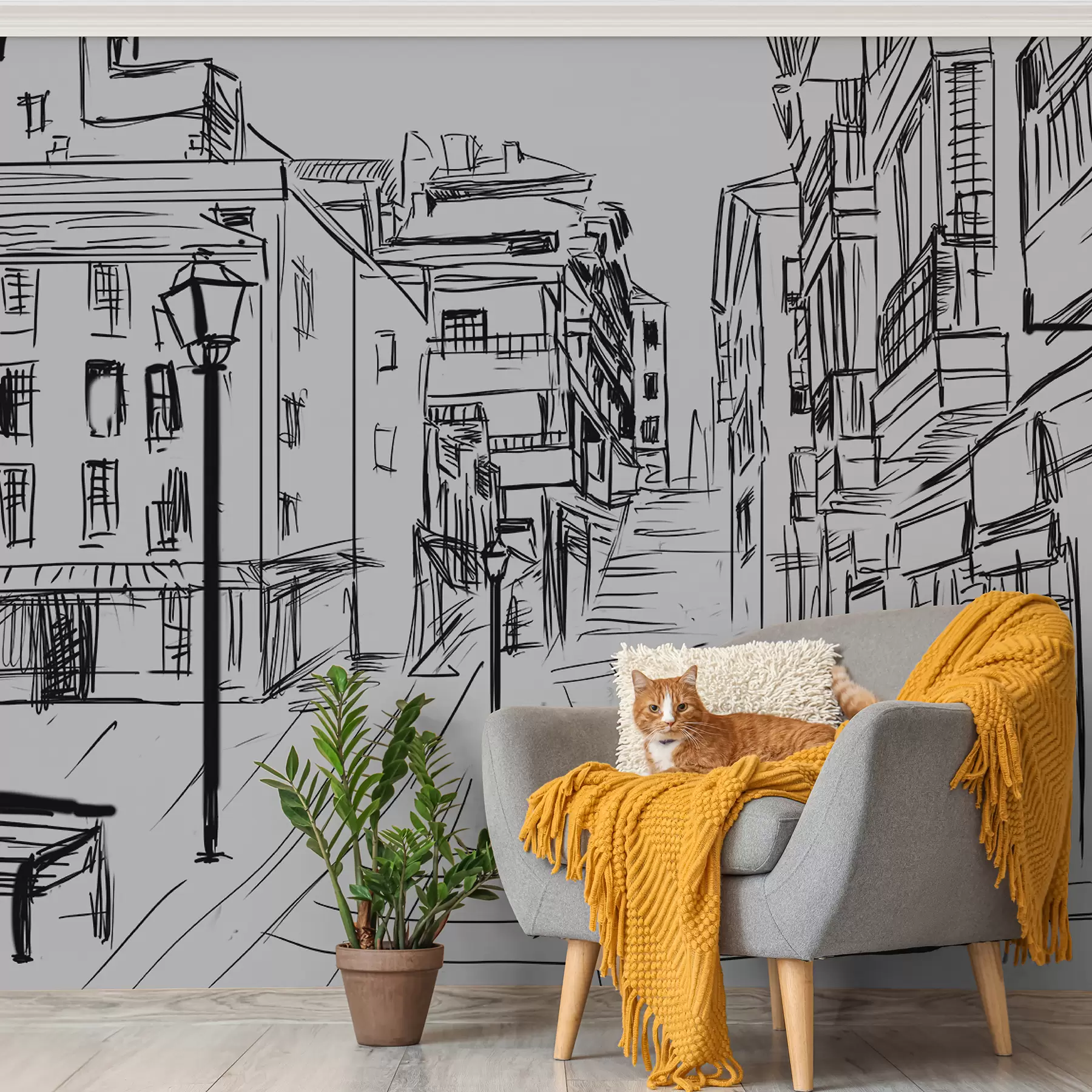 murais de parede Edifício, infraestrutura preta e u51061