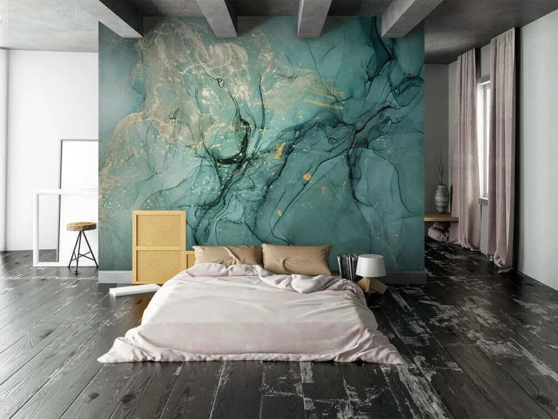 murais de parede Mármore turquesa com uma névoa fina u51399