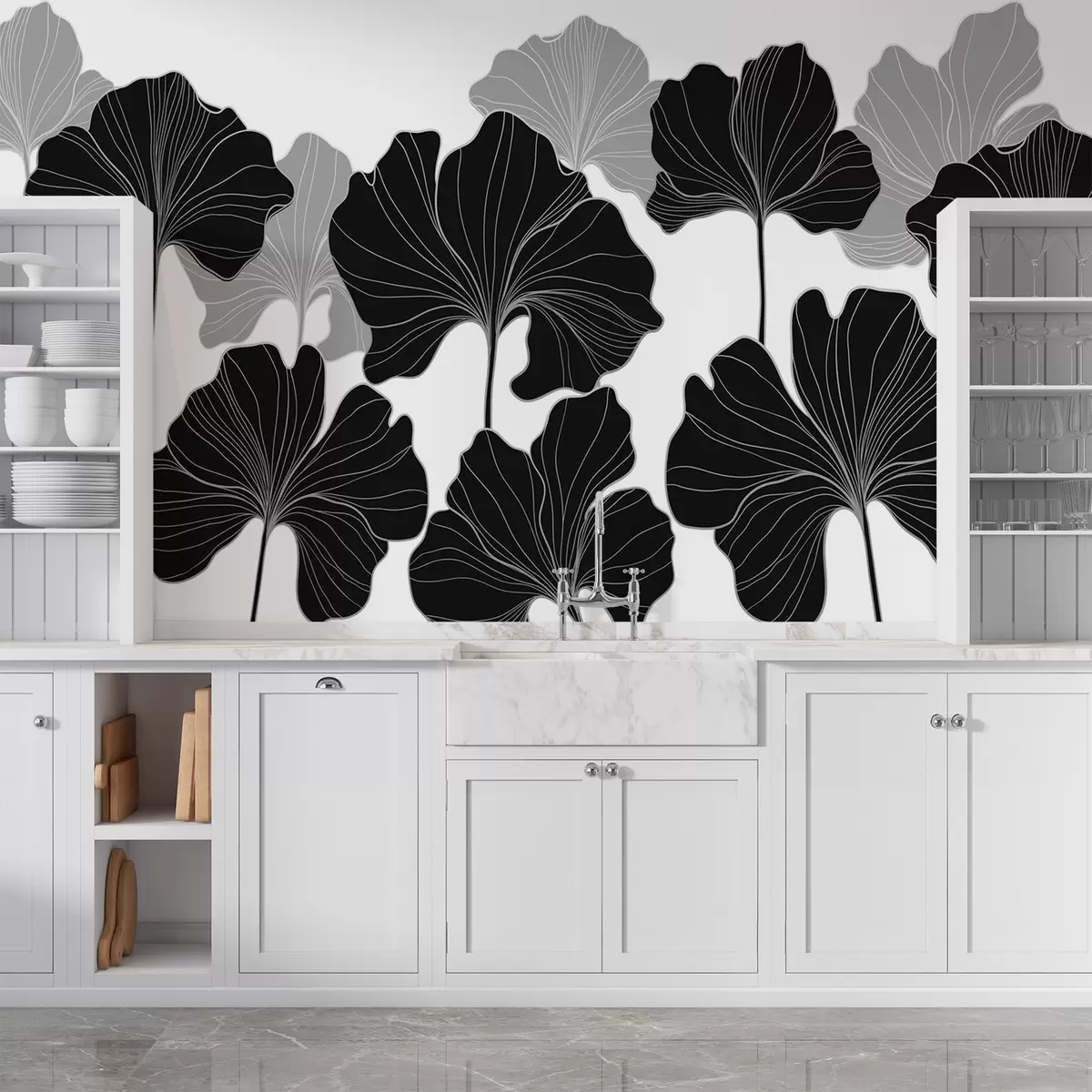 murais de parede Contornos estilizados de folhas w02525v1
