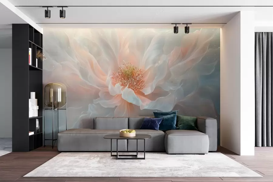 murais de parede uma pintura etérea e sonhadora de uma flor grande e delicada em tons pastéis suaves w02545