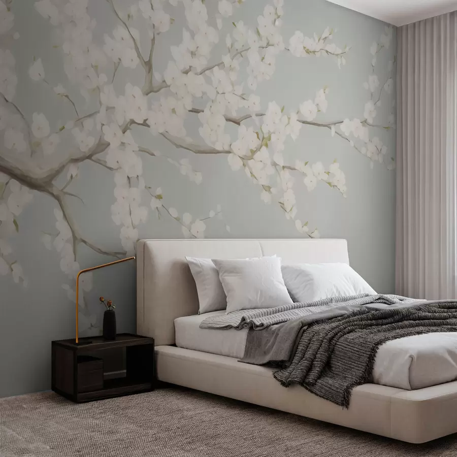 murais de parede Ramo de flor de cerejeira na primavera w08543v1