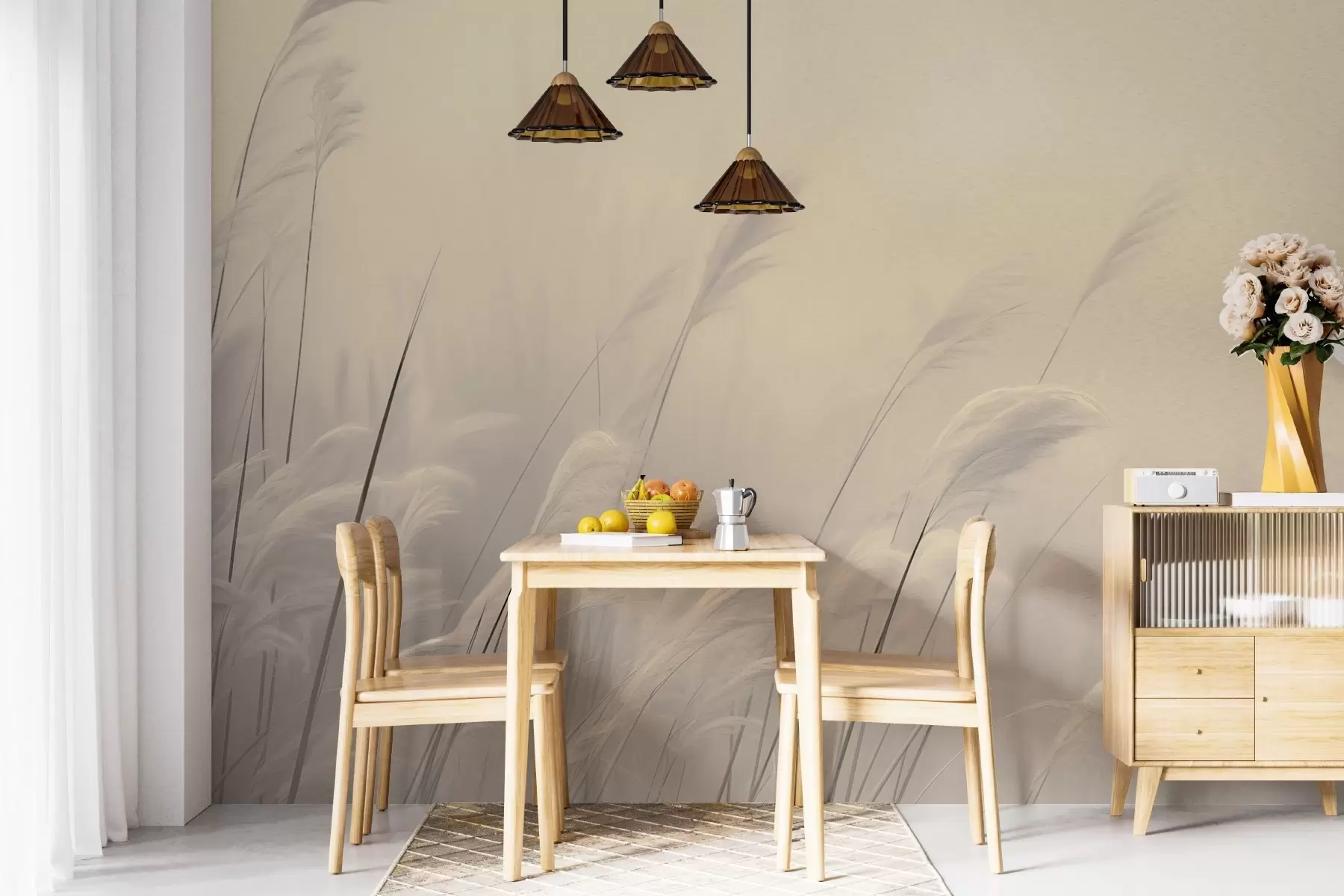 murais de parede Grama seca em cores sépia w02599