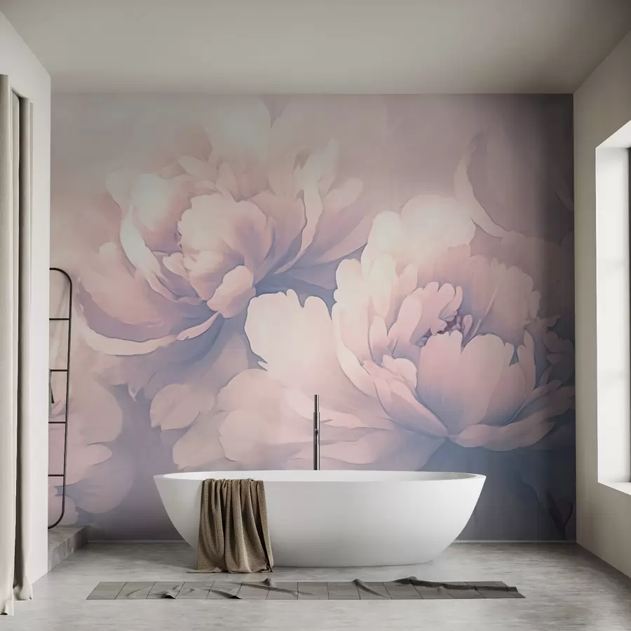 murais de parede Peônias grandes em cores azuis w02603v1