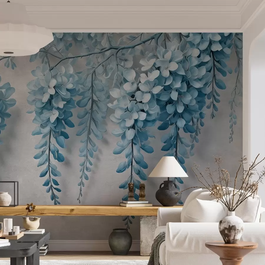 murais de parede Exuberante buquê de flores em uma parede em estilo aquarela w02611v2