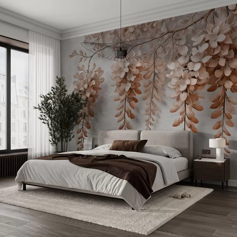murais de parede Exuberante buquê de flores em uma parede em estilo aquarela w02611v1