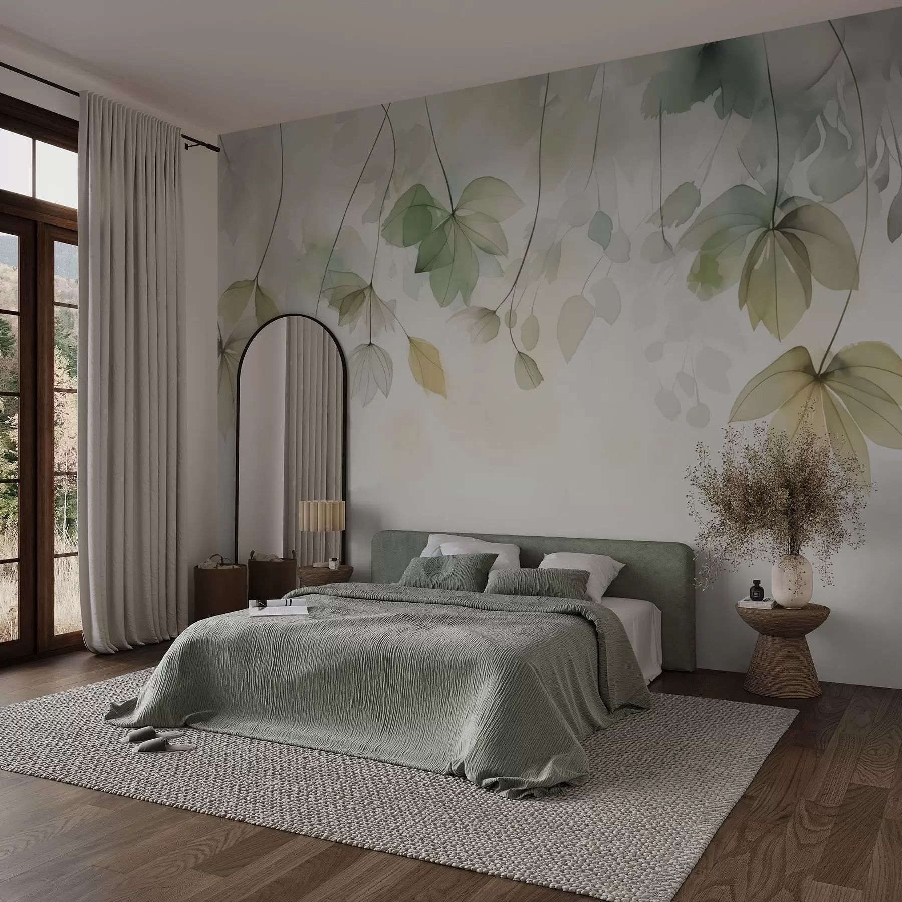 murais de parede Imitação de vegetação abstrata em aquarela w02637