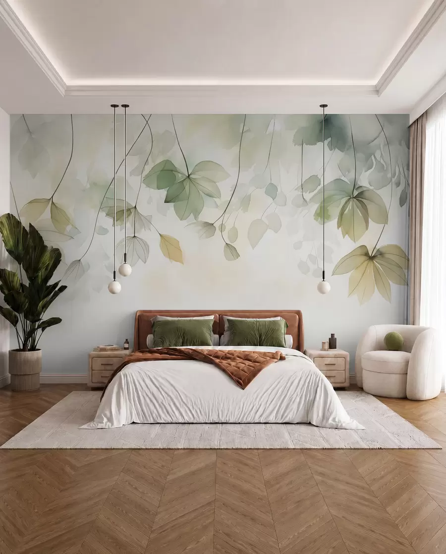 murais de parede Imitação de vegetação abstrata em aquarela w02637