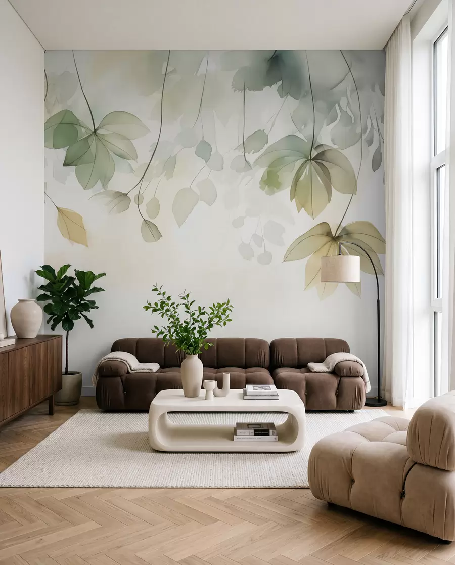 murais de parede Imitação de vegetação abstrata em aquarela w02637