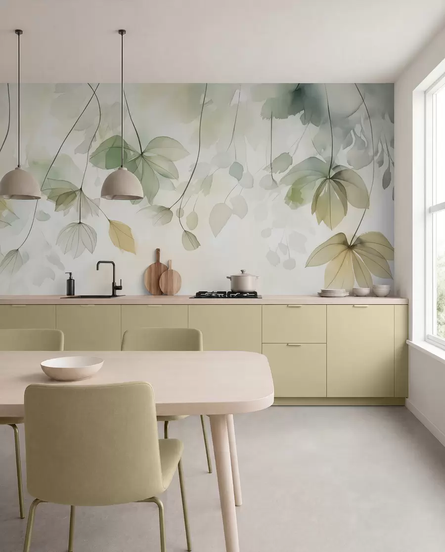 murais de parede Imitação de vegetação abstrata em aquarela w02637