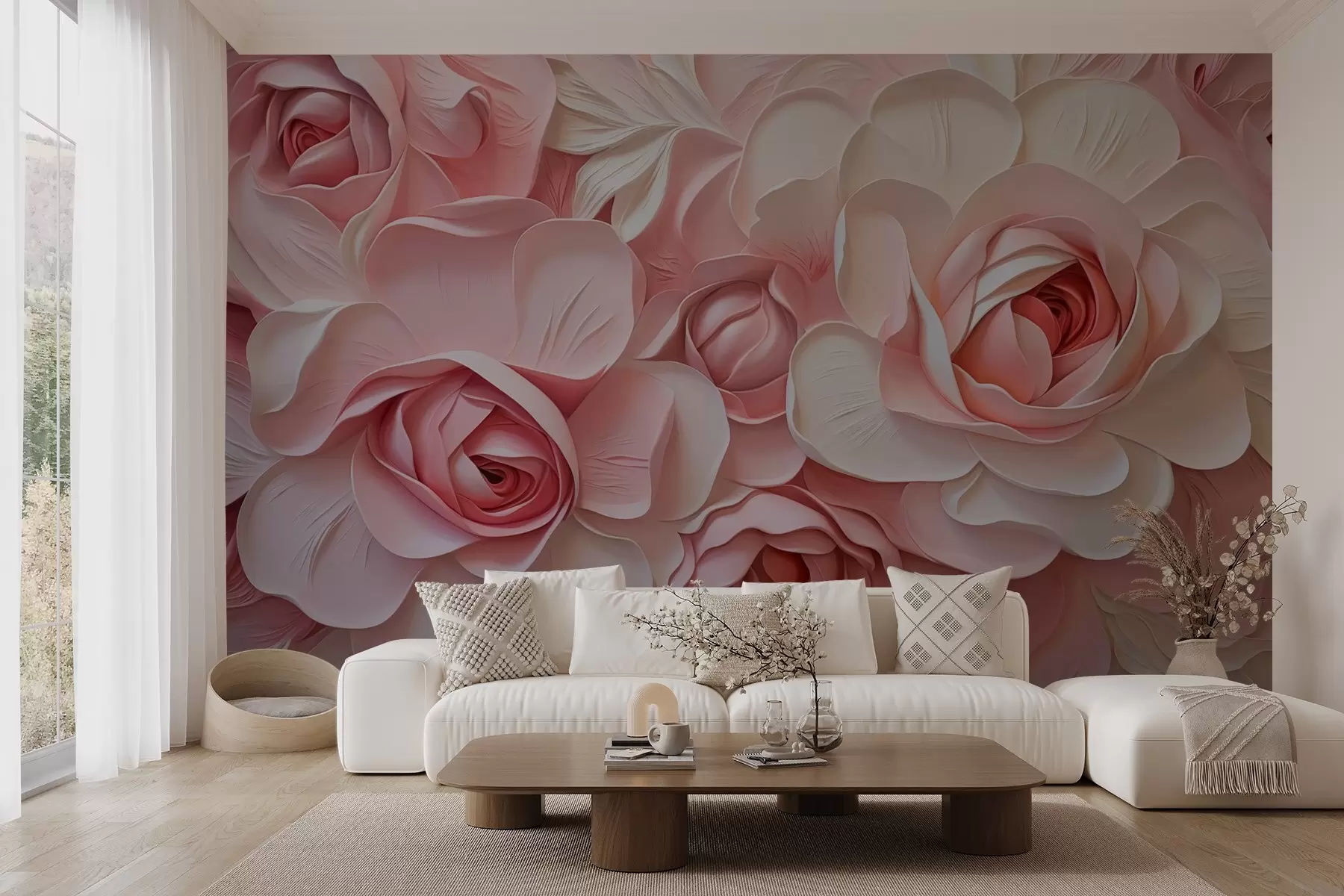murais de parede Rosas grandes imitando uma pintura w02638