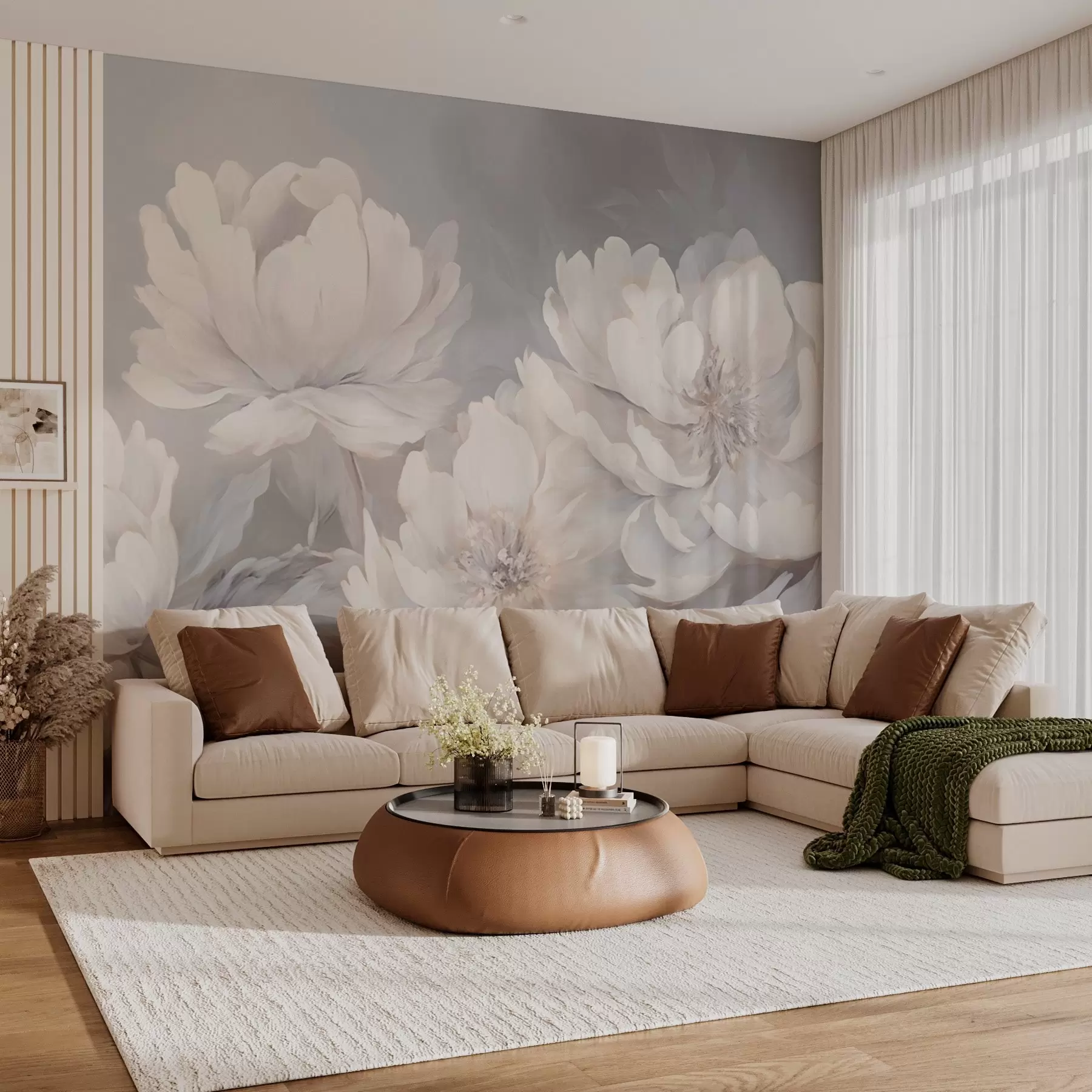 murais de parede Peônias grandes e claras w02572